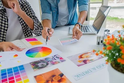 image of designers choosing color palette