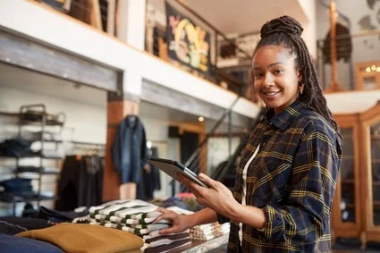 Sales clerk doing inventory