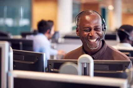 Smiling tech support worker